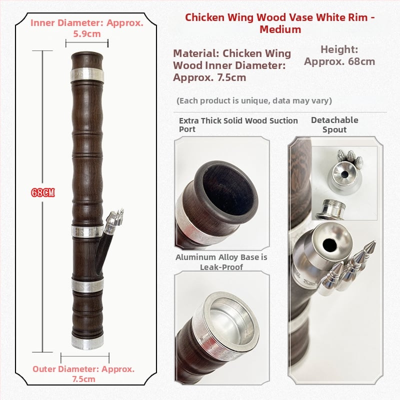 Bong din chicken-wingwood, cu dragon sculptat, portabil, reutilizabil, stil chinezesc
