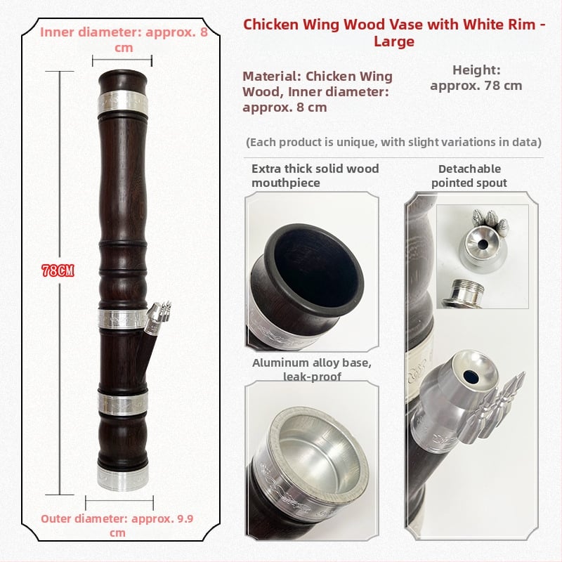 Bong din chicken-wingwood, cu dragon sculptat, portabil, reutilizabil, stil chinezesc
