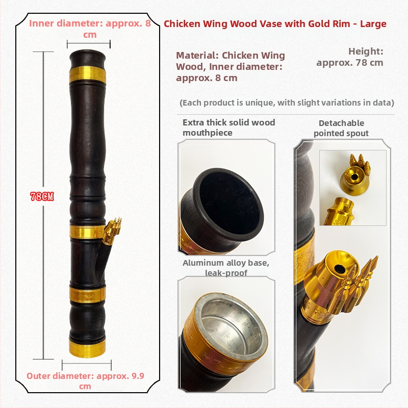 Bong din chicken-wingwood, cu dragon sculptat, portabil, reutilizabil, stil chinezesc