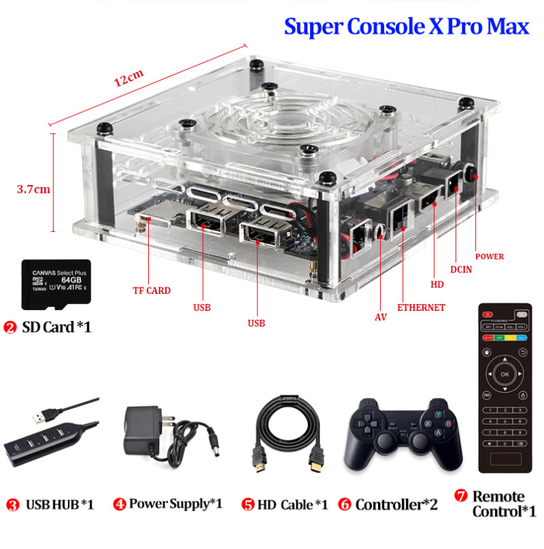 Consolă de jocuri cu Android OS, sistem dual PSP/N64, ieșire HDMI, memorie 64/128/256 GB, conectivitate wireless