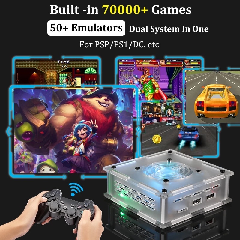 Consolă de jocuri cu Android OS, sistem dual PSP/N64, ieșire HDMI, memorie 64/128/256 GB, conectivitate wireless