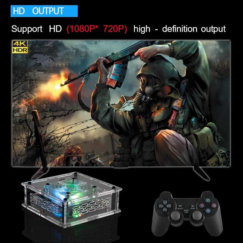 Consolă de jocuri cu Android OS, sistem dual PSP/N64, ieșire HDMI, memorie 64/128/256 GB, conectivitate wireless