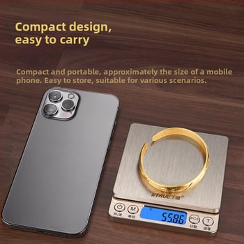 Ψηφιακή ζυγαριά κοσμημάτων με ακρίβεια 0,01 g, μοντέλο Gold Brushed Scale, μάρκα Thousand Countries