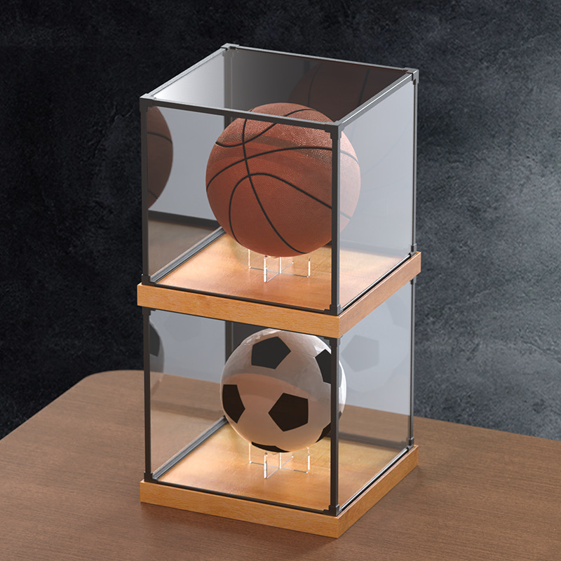 Акрилна огледална кутия за баскетболна топка с прахозащитен капак