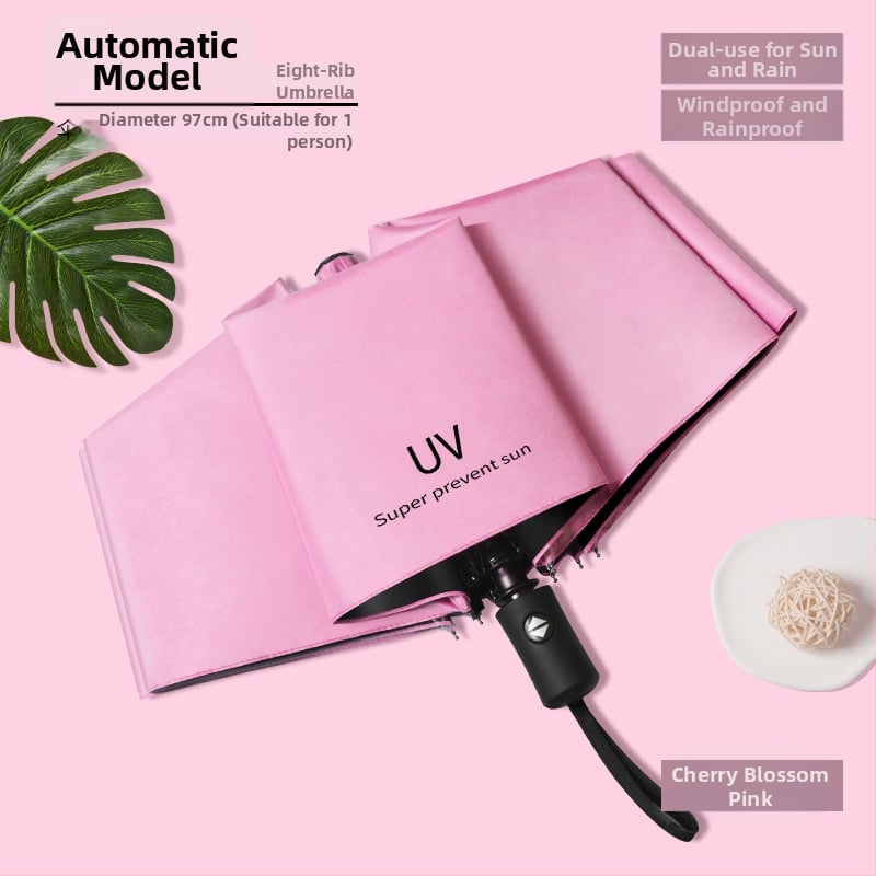 Ομπρέλα 12 Ράβδων με UV Προστασία, Αναδιπλούμενη, Μεταλλικά Ράβδια Σιδήρου, Λαβή από Καουτσούκ, Χειροκίνητο Άνοιγμα/Κλείσιμο, Διπλής Χρήσης Ήλιος και Βροχή