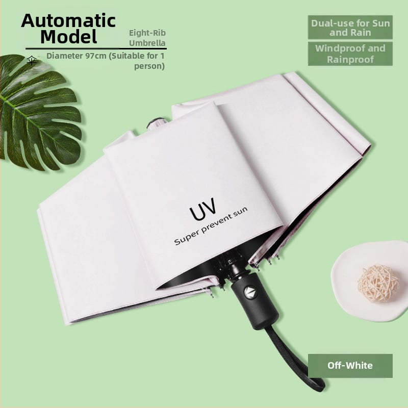Ομπρέλα 12 Ράβδων με UV Προστασία, Αναδιπλούμενη, Μεταλλικά Ράβδια Σιδήρου, Λαβή από Καουτσούκ, Χειροκίνητο Άνοιγμα/Κλείσιμο, Διπλής Χρήσης Ήλιος και Βροχή