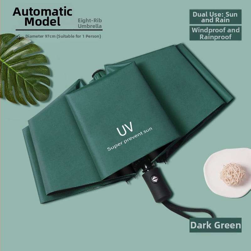 Ομπρέλα 12 Ράβδων με UV Προστασία, Αναδιπλούμενη, Μεταλλικά Ράβδια Σιδήρου, Λαβή από Καουτσούκ, Χειροκίνητο Άνοιγμα/Κλείσιμο, Διπλής Χρήσης Ήλιος και Βροχή