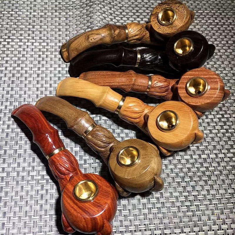 Pipa od mahagonija s gravurom drakove šape, dvostrano zakrivljeni dizajn, moguć tisak logotipa, novi kineski stil