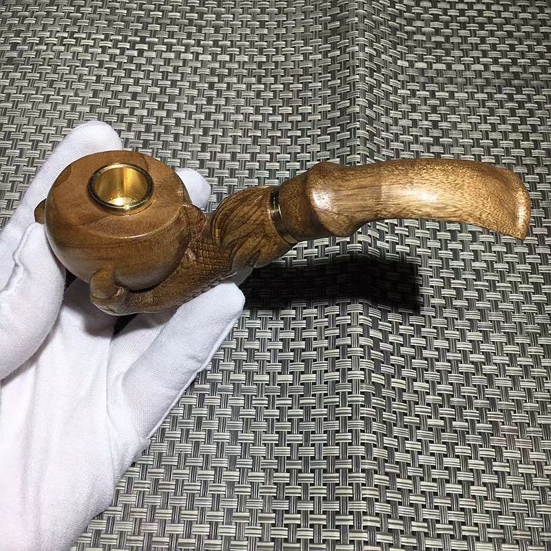 Pipa od mahagonija s gravurom drakove šape, dvostrano zakrivljeni dizajn, moguć tisak logotipa, novi kineski stil