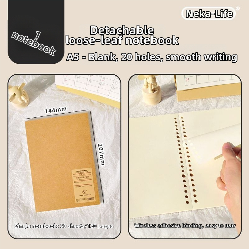 Nijia zamjensko jezgro za loose-leaf za A5/B5/A4, 60 listova, papir unutarnjih stranica