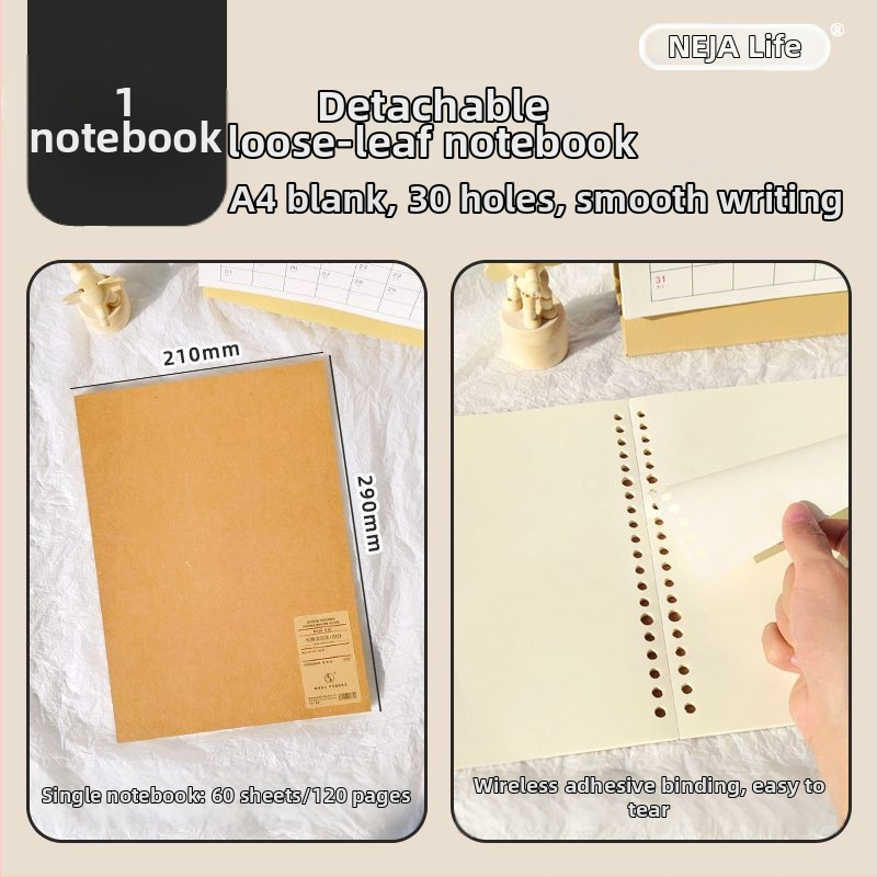Nijia zamjensko jezgro za loose-leaf za A5/B5/A4, 60 listova, papir unutarnjih stranica