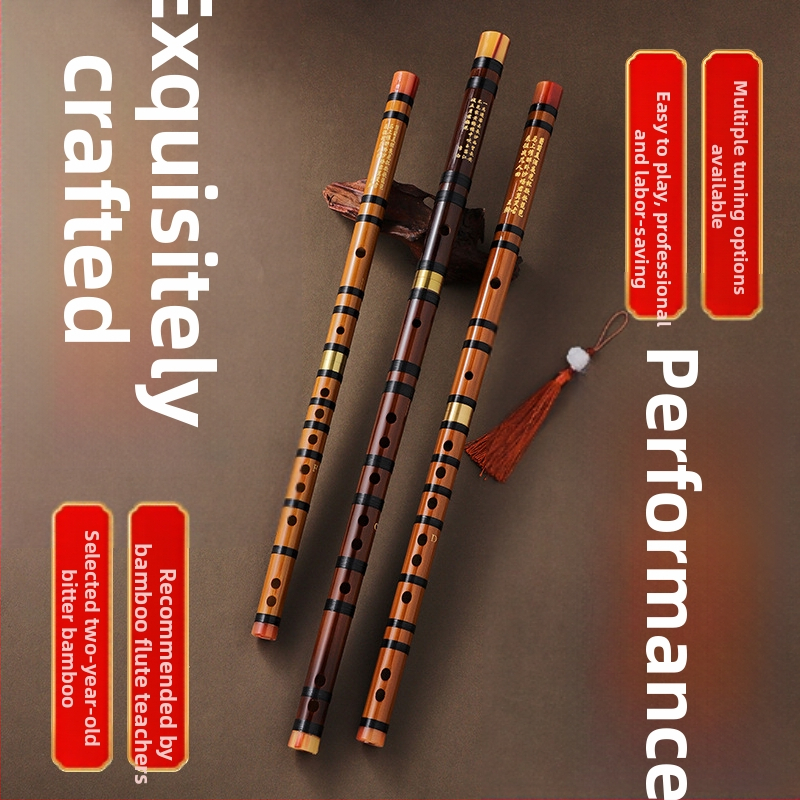 Bambusová flauta pre začiatočníkov, určená žiakom základnej školy, noty C D E F G, vrátane flanelovej taštičky