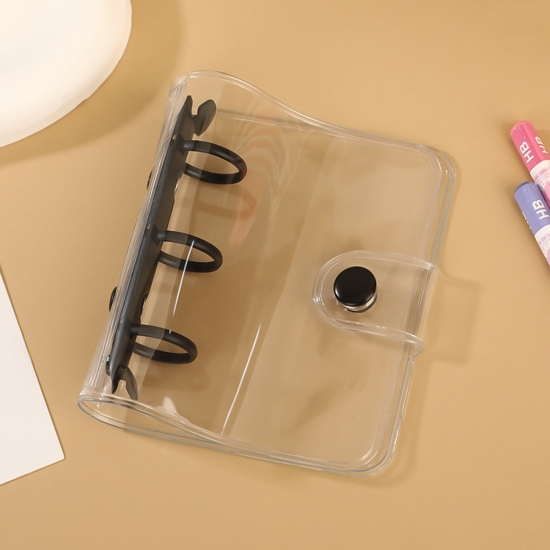 A8 mini prozirni PVC binder s zamjenjivim spremištem za fotografije, 3 rupe za listove, prilagodljivo