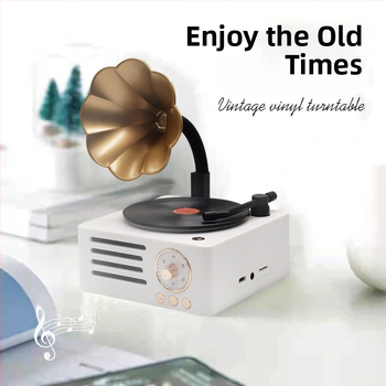Bluetooth zvučnik s dizajnom retro gramofona, model T15, 5 W, ugrađena baterija 1200–2000 mAh, Bluetooth 5.0, frekvencijski raspon 100 Hz–20 kHz, SNR ≥70 dB