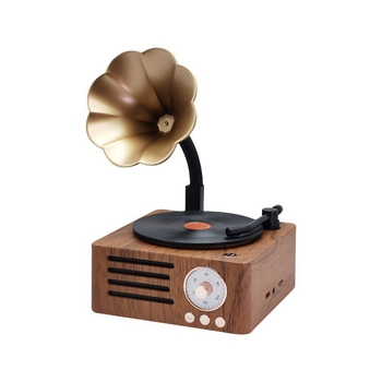 Bluetooth zvučnik s dizajnom retro gramofona, model T15, 5 W, ugrađena baterija 1200–2000 mAh, Bluetooth 5.0, frekvencijski raspon 100 Hz–20 kHz, SNR ≥70 dB