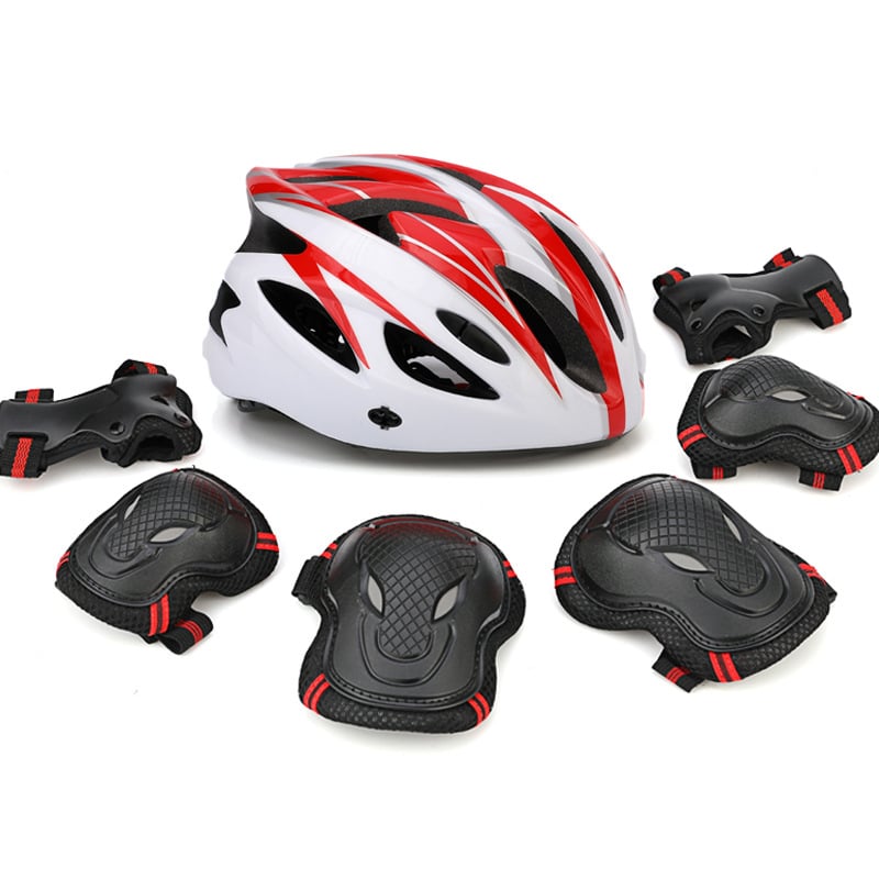 Σετ προστατευτικού εξοπλισμού για πατίνια με ρόλερς – κράνος, προστατευτικά για παλάμες, αγκώνες και γόνατα, με επένδυση από αφρό