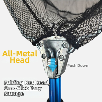 Αλουμινενιο κραμα τετρατμηματικό υπερφορητό τηλεσκοπικό πτυσσόμενο ψαρευτικό δίχτυ με πυκνό πλέγμα