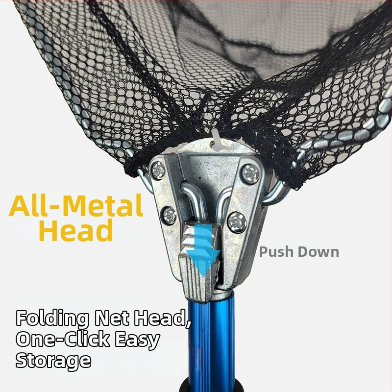 Αλουμινενιο κραμα τετρατμηματικό υπερφορητό τηλεσκοπικό πτυσσόμενο ψαρευτικό δίχτυ με πυκνό πλέγμα