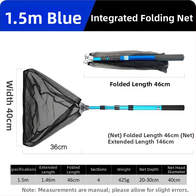 Αλουμινενιο κραμα τετρατμηματικό υπερφορητό τηλεσκοπικό πτυσσόμενο ψαρευτικό δίχτυ με πυκνό πλέγμα