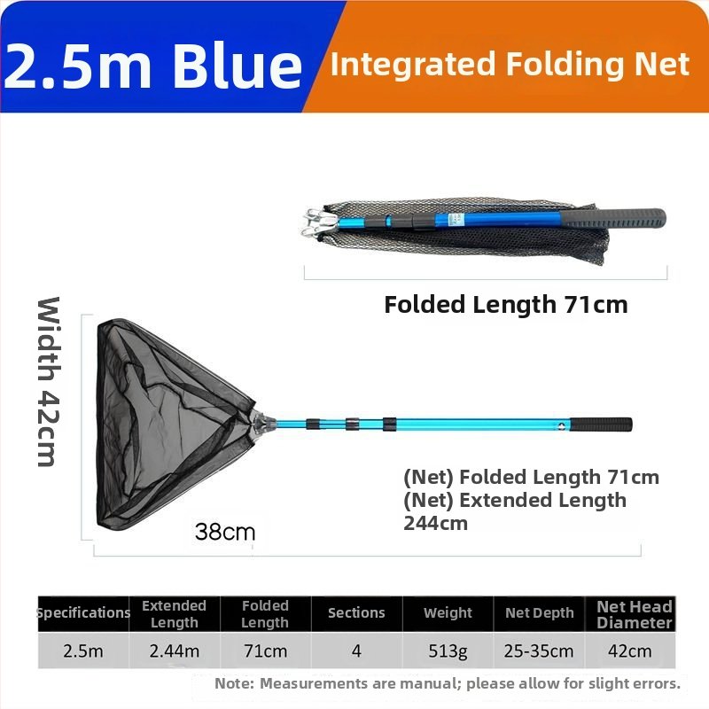 Αλουμινενιο κραμα τετρατμηματικό υπερφορητό τηλεσκοπικό πτυσσόμενο ψαρευτικό δίχτυ με πυκνό πλέγμα