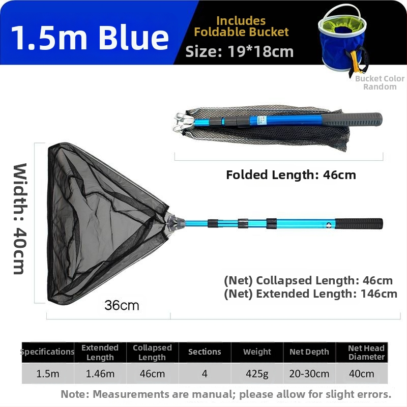 Αλουμινενιο κραμα τετρατμηματικό υπερφορητό τηλεσκοπικό πτυσσόμενο ψαρευτικό δίχτυ με πυκνό πλέγμα