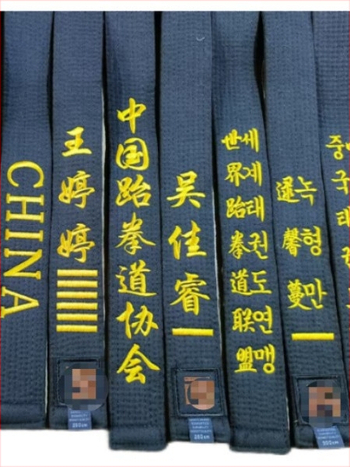 Centură Taekwondo pentru adulți cu nume brodat și gravură – țesătură din bumbac 85% cu căptușeală din amestec de in 85% – potrivită pentru Taekwondo