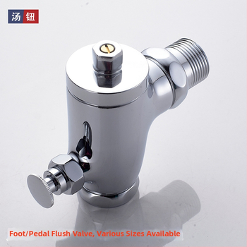 Zabudovaná do steny skrytá splachovacia vaňa pre klozet na klekanie, 1-palcový ručný oneskorený splach, pedálny spínač, model 311B, meď