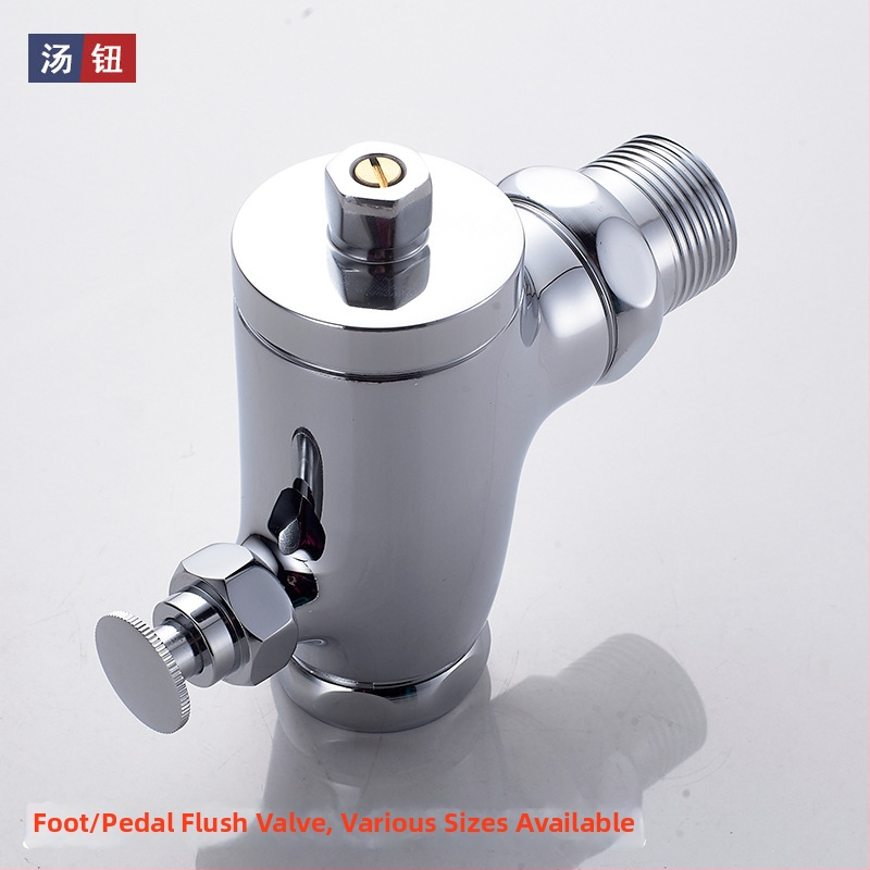 Zabudovaná do steny skrytá splachovacia vaňa pre klozet na klekanie, 1-palcový ručný oneskorený splach, pedálny spínač, model 311B, meď