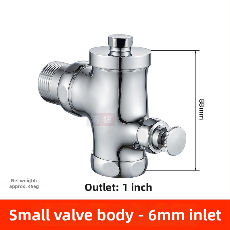 Zabudovaná do steny skrytá splachovacia vaňa pre klozet na klekanie, 1-palcový ručný oneskorený splach, pedálny spínač, model 311B, meď