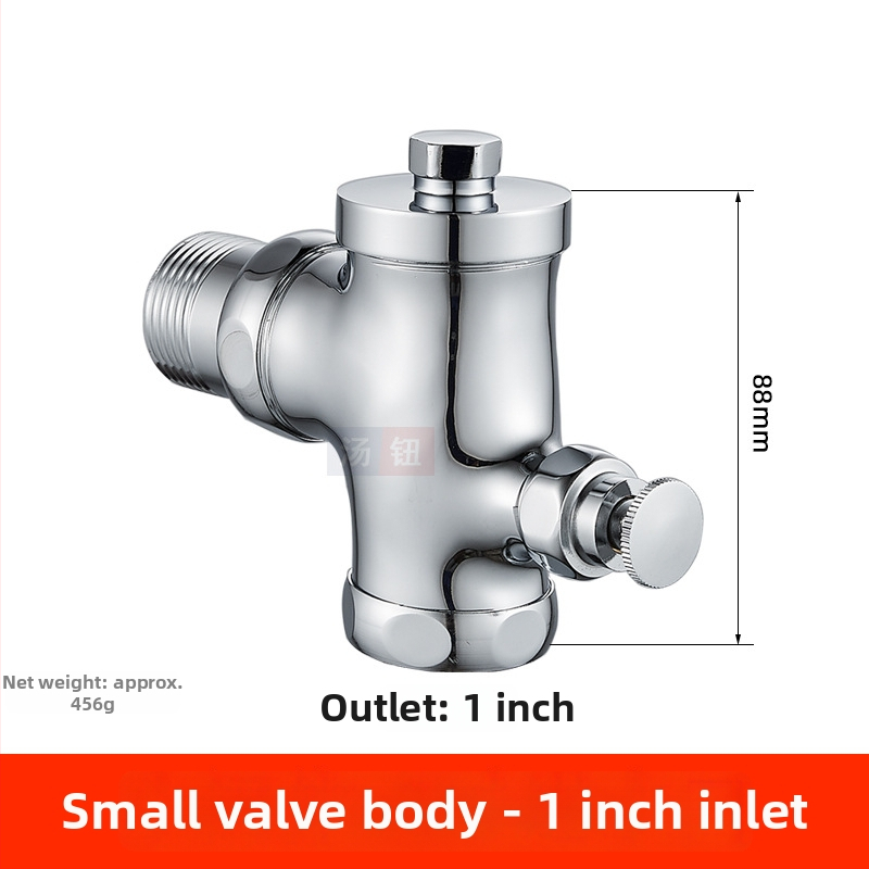 Zabudovaná do steny skrytá splachovacia vaňa pre klozet na klekanie, 1-palcový ručný oneskorený splach, pedálny spínač, model 311B, meď
