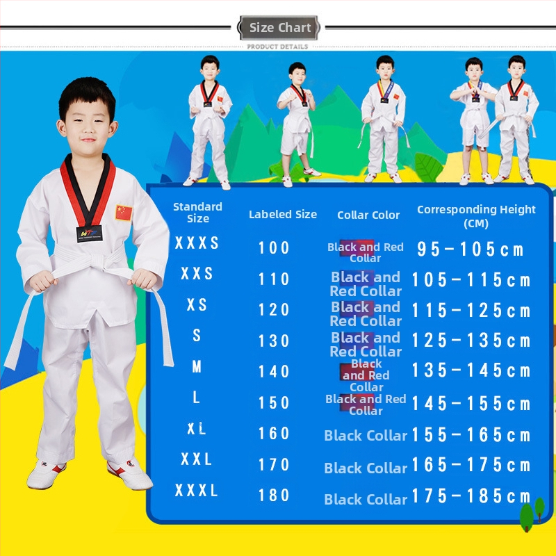 Uniformă Taekwondo pentru copii și adulți, cu mâneci lungi și scurte, culoare solidă, exterior din bumbac-amestec 65%, căptușeală din bumbac