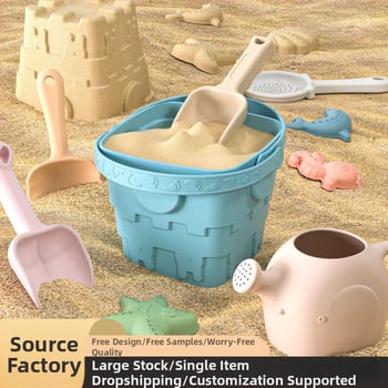 Σετ παραλίας από σιλικόνη με φτυάρι και κουβά – εκπαιδευτικό, παιχνίδι με άμμο και νερό, κατάλληλο για παιδιά 4–6 ετών.