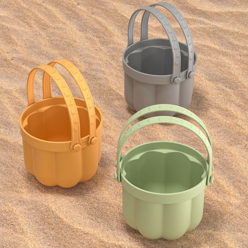 Σετ παραλίας από σιλικόνη με φτυάρι και κουβά – εκπαιδευτικό, παιχνίδι με άμμο και νερό, κατάλληλο για παιδιά 4–6 ετών.