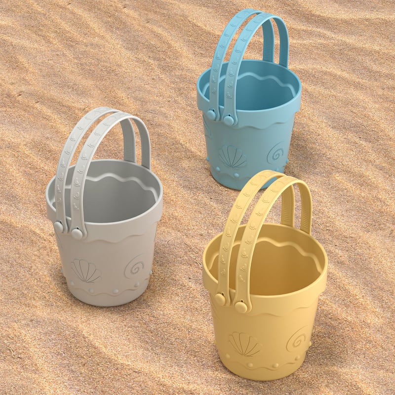 Σετ παραλίας από σιλικόνη με φτυάρι και κουβά – εκπαιδευτικό, παιχνίδι με άμμο και νερό, κατάλληλο για παιδιά 4–6 ετών.