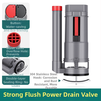 Βαλβίδα πλήρωσης δεξαμενής τουαλέτας, γενική άνω βαλβίδα αποστράγγισης, ABS, χειροκίνητος έλεγχος flush, αποστράγγιση σε δάπεδο