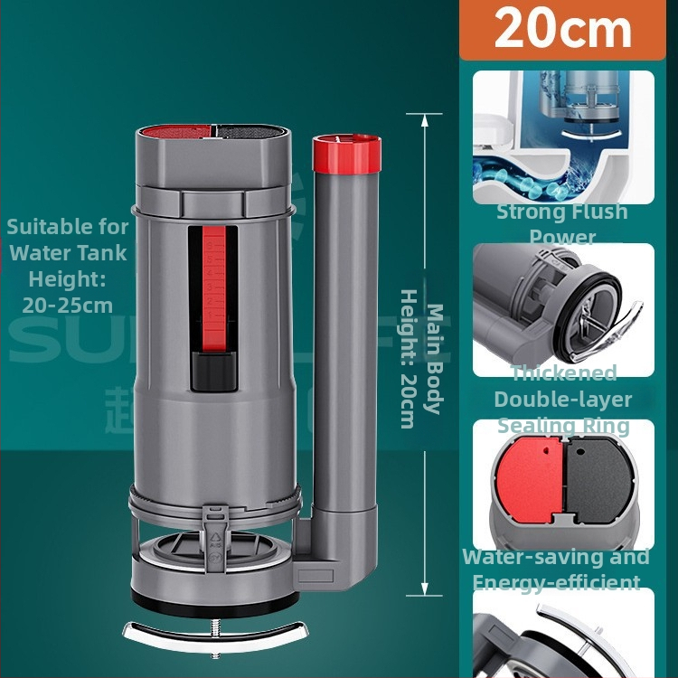 Βαλβίδα πλήρωσης δεξαμενής τουαλέτας, γενική άνω βαλβίδα αποστράγγισης, ABS, χειροκίνητος έλεγχος flush, αποστράγγιση σε δάπεδο