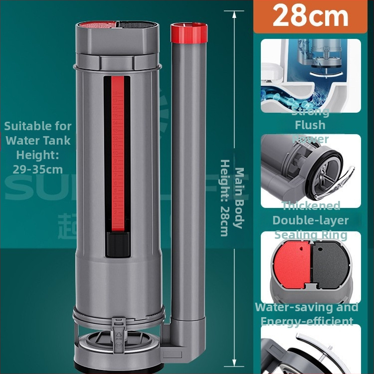 Βαλβίδα πλήρωσης δεξαμενής τουαλέτας, γενική άνω βαλβίδα αποστράγγισης, ABS, χειροκίνητος έλεγχος flush, αποστράγγιση σε δάπεδο