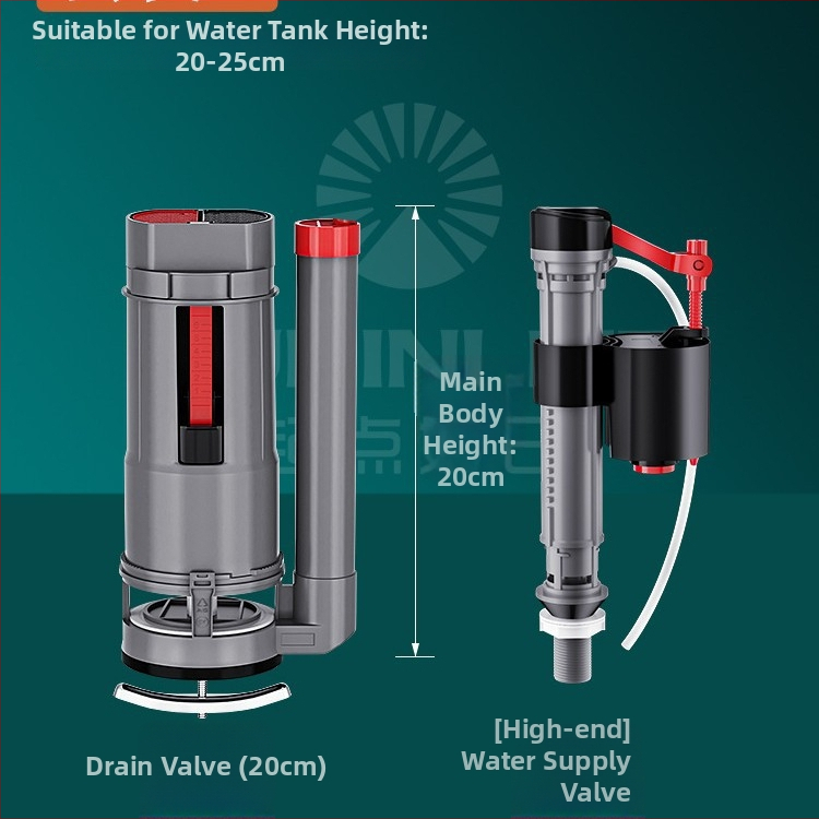 Βαλβίδα πλήρωσης δεξαμενής τουαλέτας, γενική άνω βαλβίδα αποστράγγισης, ABS, χειροκίνητος έλεγχος flush, αποστράγγιση σε δάπεδο