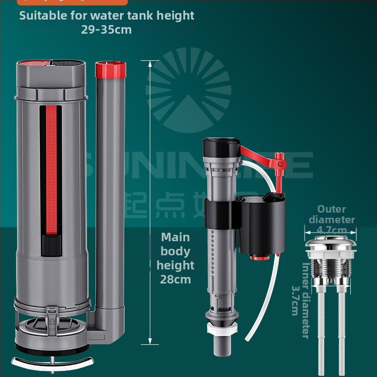Βαλβίδα πλήρωσης δεξαμενής τουαλέτας, γενική άνω βαλβίδα αποστράγγισης, ABS, χειροκίνητος έλεγχος flush, αποστράγγιση σε δάπεδο