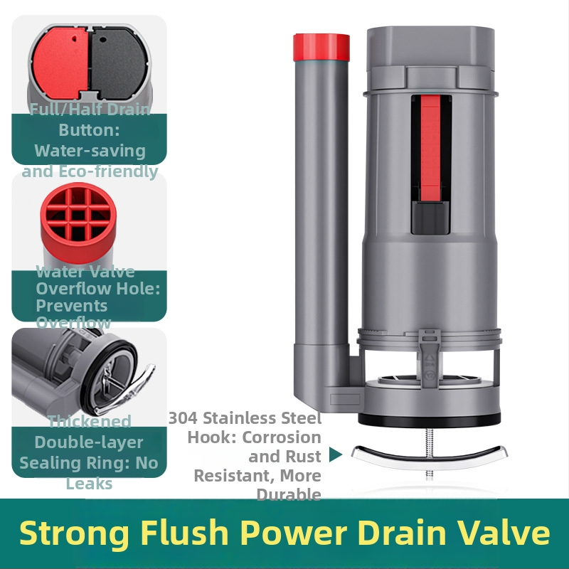 Βαλβίδα πλήρωσης δεξαμενής τουαλέτας, γενική άνω βαλβίδα αποστράγγισης, ABS, χειροκίνητος έλεγχος flush, αποστράγγιση σε δάπεδο