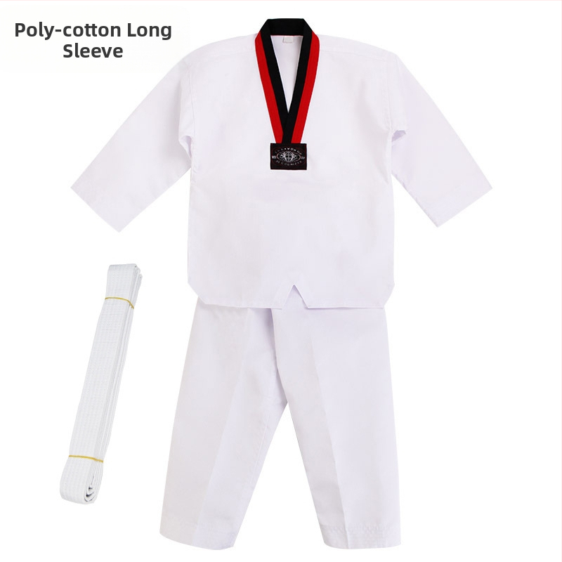 Îmbrăcăminte Taekwondo pentru copii și adulți, amestec bumbac-poliester, moale și respirabil, mâneci lungi și scurte, pentru începători și competiții