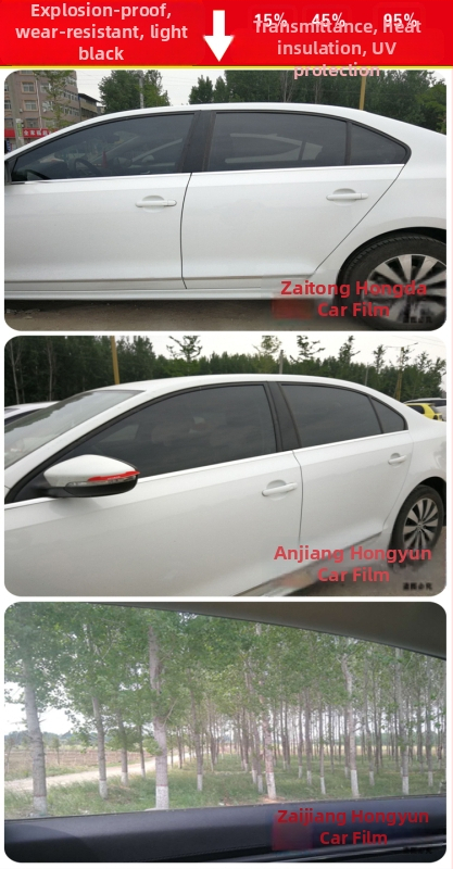 Филм за автомобилни стъкла за странични и задни прозорци, 71–80% светлопропускливост, нанокерамичен материал за топлоизолация на предното стъкло, гаранция 6 години