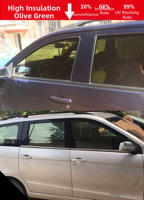 Филм за автомобилни стъкла за странични и задни прозорци, 71–80% светлопропускливост, нанокерамичен материал за топлоизолация на предното стъкло, гаранция 6 години