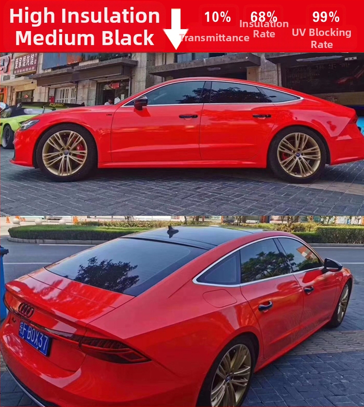 Филм за автомобилни стъкла за странични и задни прозорци, 71–80% светлопропускливост, нанокерамичен материал за топлоизолация на предното стъкло, гаранция 6 години