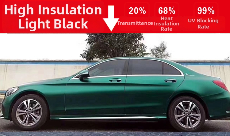 Филм за автомобилни стъкла за странични и задни прозорци, 71–80% светлопропускливост, нанокерамичен материал за топлоизолация на предното стъкло, гаранция 6 години