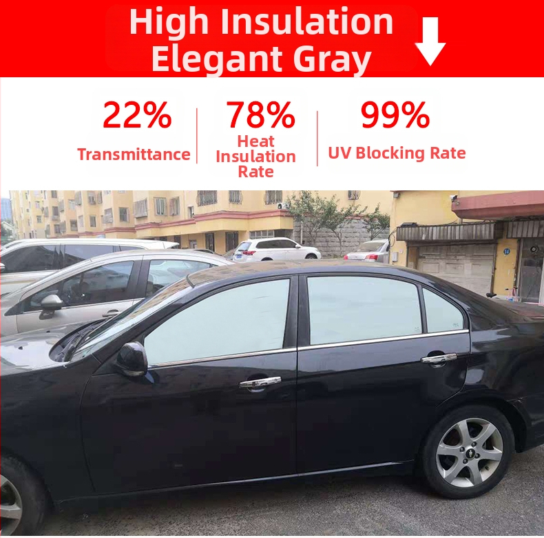 Филм за автомобилни стъкла за странични и задни прозорци, 71–80% светлопропускливост, нанокерамичен материал за топлоизолация на предното стъкло, гаранция 6 години