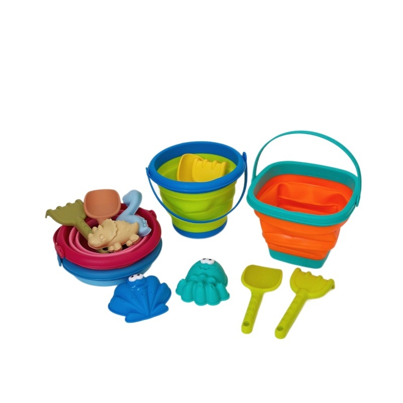 Εργαλεία παιδικού παιχνιδιού στην άμμο: Πτυσσόμενος κάδος για νερό και άμμο, Πλαστικό, με συσκευασία από δίχτυ, Κατάλληλο για παιδιά 4–6 ετών