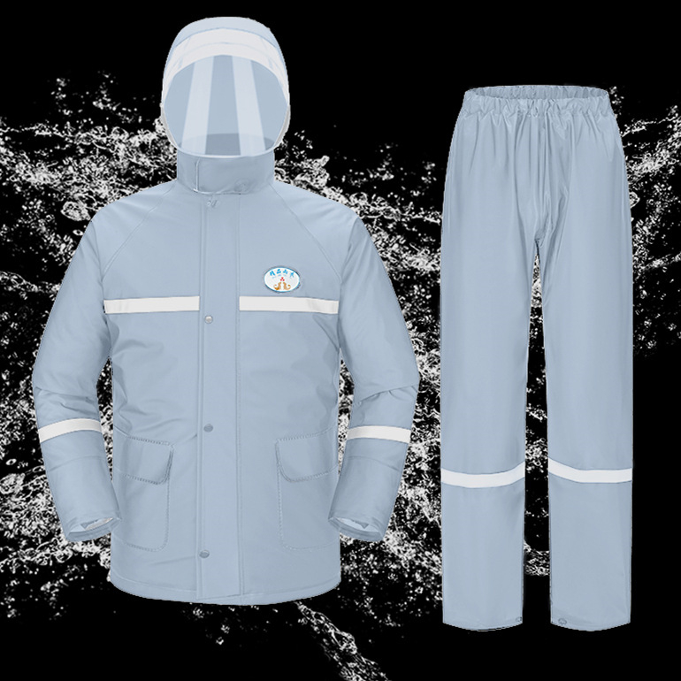 Комплект дъждовно облекло: разделен дизайн на дъждовник и панталони, PVC плат с PU покритие, дебел стил, за възрастни велосипедисти