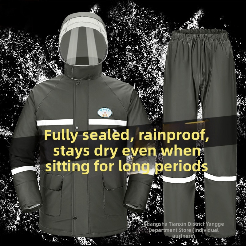 Sada pončá a nohavíc do dažďa so split dizajnom, PVC tkanina s PU náterom, hrubý štýl, pre dospelých cyklistov