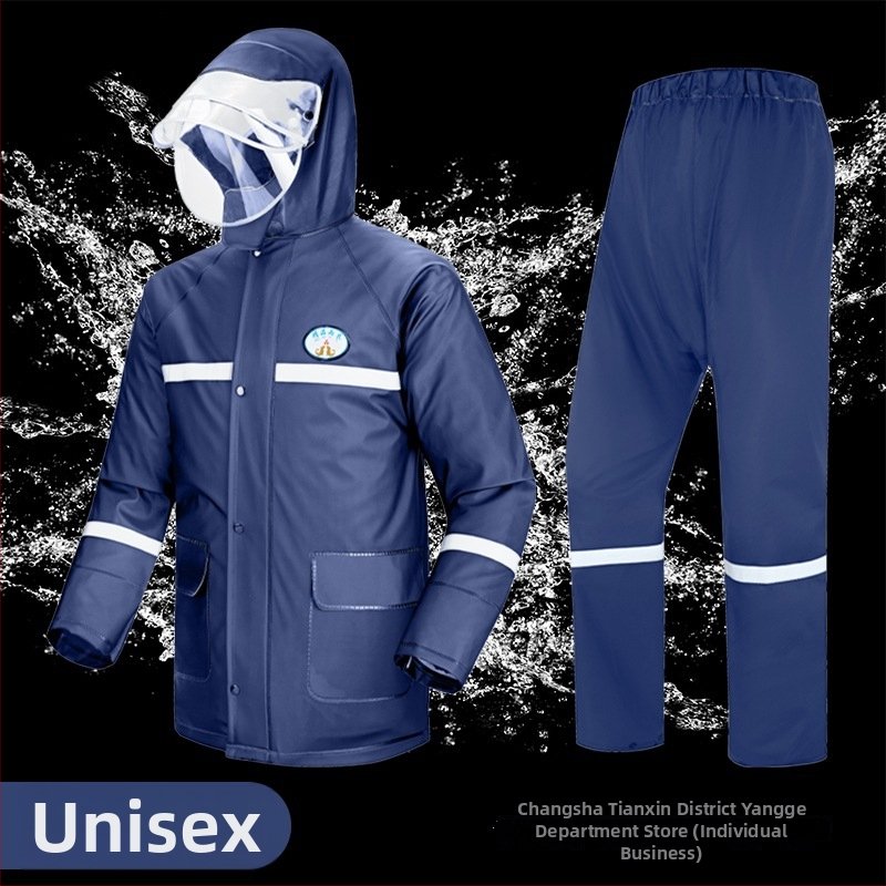 Sada pončá a nohavíc do dažďa so split dizajnom, PVC tkanina s PU náterom, hrubý štýl, pre dospelých cyklistov